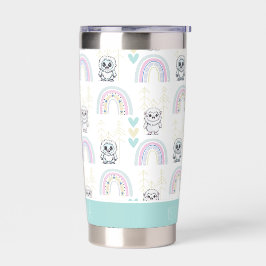 Boho regenboog met pastelharten Schattige Yeti Geïsoleerde Drinkbeker