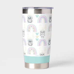 Boho regenboog met pastelharten Schattige Yeti Geïsoleerde Drinkbeker