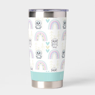 Boho regenboog met pastelharten Schattige Yeti Geïsoleerde Drinkbeker