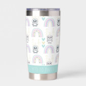 Boho regenboog met pastelharten Schattige Yeti Geïsoleerde Drinkbeker (Achterkant)