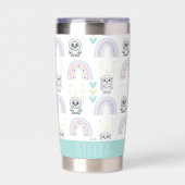 Boho regenboog met pastelharten Schattige Yeti Geïsoleerde Drinkbeker (Voorkant)