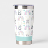 Boho regenboog met pastelharten Schattige Yeti Geïsoleerde Drinkbeker (Rechts)