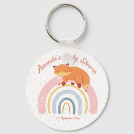 Boho-regenboog met slaapvos-baby shower sleutelhanger