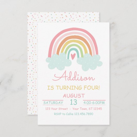 Boho-regenboog met wolken op uitnodiging van de Bi (Voorkant / Achterkant)