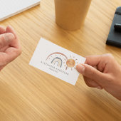 Boho regenboog met zon Waterverf babysitter Visitekaartje