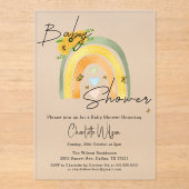 Boho regenboog met zonnebloemen Baby shower Acryl Uitnodigingen (Voorkant)