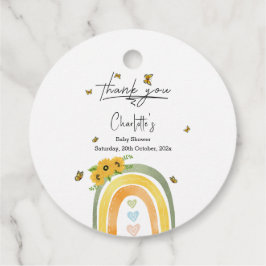 Boho regenboog met zonnebloemen Baby shower Bedankjes Labels