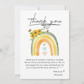 Boho regenboog met zonnebloemen Baby shower Bedankkaart (Voorkant)