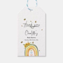 Boho regenboog met zonnebloemen Baby shower Cadeaulabel