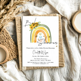 Boho regenboog met zonnebloemen Baby shower Kaart