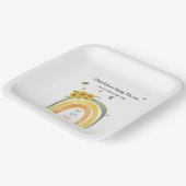 Boho regenboog met zonnebloemen Baby shower Papieren Bordje (Gebogen)