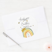 Boho regenboog met zonnebloemen Baby shower Ronde Sticker (Envelop)