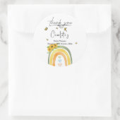 Boho regenboog met zonnebloemen Baby shower Ronde Sticker (Tas)