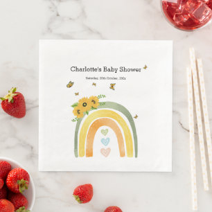 Boho Regenboog Met Zonnebloemen Baby Shower Servet