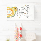 Boho regenboog met zonnebloemen Baby shower Spandoek (Insitu)