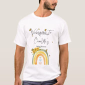 Boho regenboog met zonnebloemen Baby shower T-shirt (Voorkant)