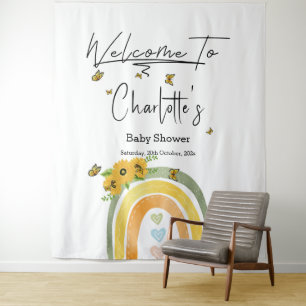 Boho Regenboog Met Zonnebloemen Baby Shower Wandkleed