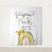 Boho Regenboog Met Zonnebloemen Baby Shower Wandkleed (Voorkant)