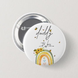 Boho Regenboog met Zonnebloemen Daddy-to-be Button
