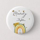 Boho Regenboog Met Zonnebloemen Mama-to-be Knop Ronde Button 5,7 Cm (Voorkant)