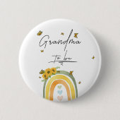 Boho Regenboog met Zonnebloemen Oma-to-be Button (Voorkant)
