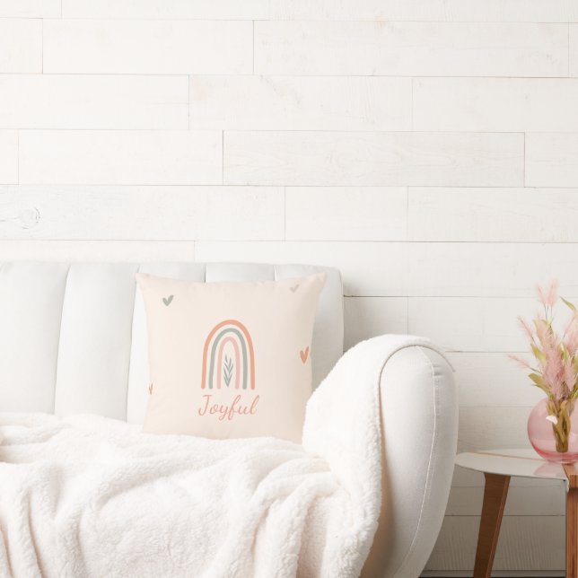 Boho Regenboog Minimalistische Pastel Kunst kussen (Bank)