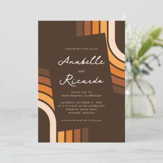 Boho regenboog modern script QR code foto bruiloft Kaart (Staand voorkant)