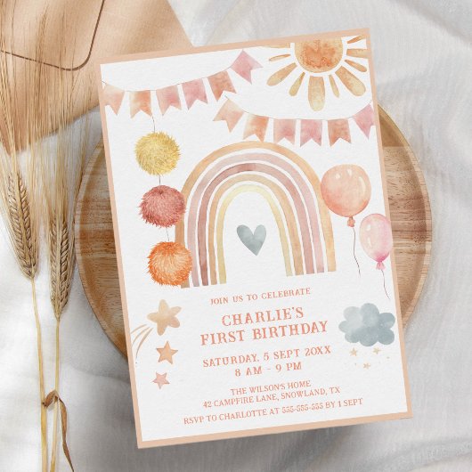 Boho Regenboog Moderne Kinderen Verjaardag Kaart