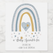 BOHO Regenboog Moderne Stoffige Blauwe Jongen Spri Wijn Etiket (Enkel label)