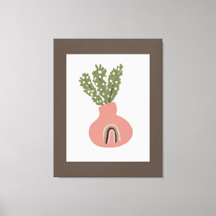 Boho Regenboog Natuurlijke Terracotta Pot Plantenl Canvas Afdruk