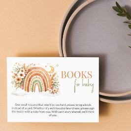 Boho Regenboog Neutrale Baby Shower Boeken voor Ba Informatiekaartje
