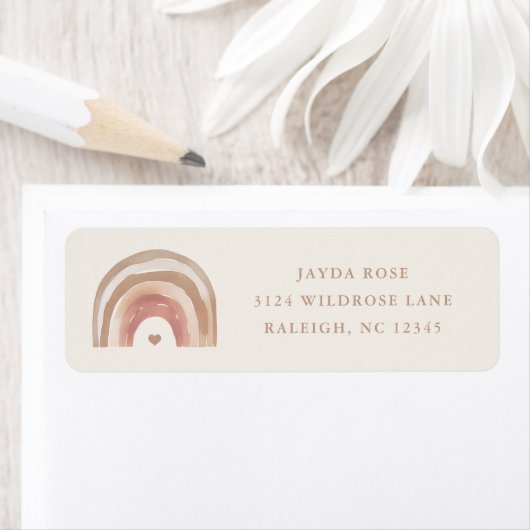 Boho Regenboog Neutrale Baby Shower Retouradres Etiket (Insitu)