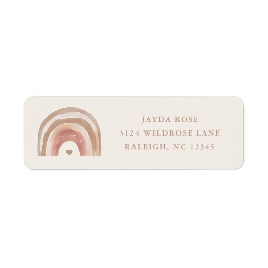Boho Regenboog Neutrale Baby Shower Retouradres Etiket (Voorkant)