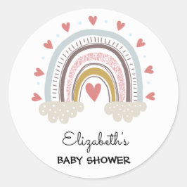 Boho Regenboog Op Maat Gemaakte Baby Shower Sticke Ronde Sticker