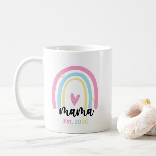 Boho Regenboog Op Maat Mama Oprichtingsjaar Aanden Koffiemok (Met donut)