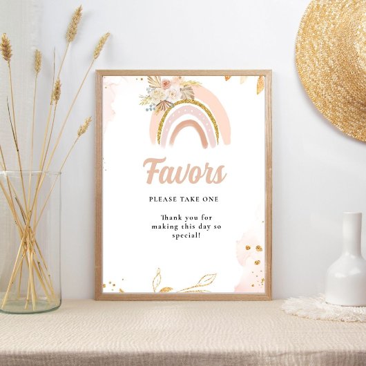 Boho regenboog pampas Gras baby shower Sign Poster