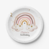 Boho regenboog partij neutrale aarde tonen modern papieren bordje (Voorkant)