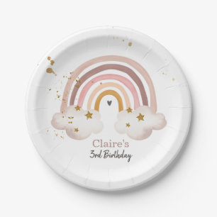 Boho regenboog partij neutrale aarde tonen modern papieren bordje