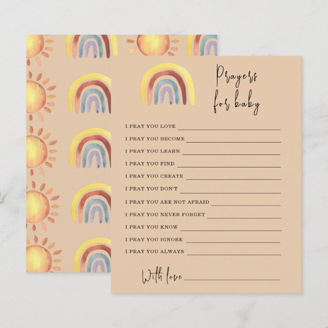 Boho Regenboog Partijspel | gebeden voor baby (Voorkant / Achterkant)