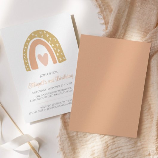 Boho Regenboog Pastel Roze Hart Verjaardagsfeest Kaart