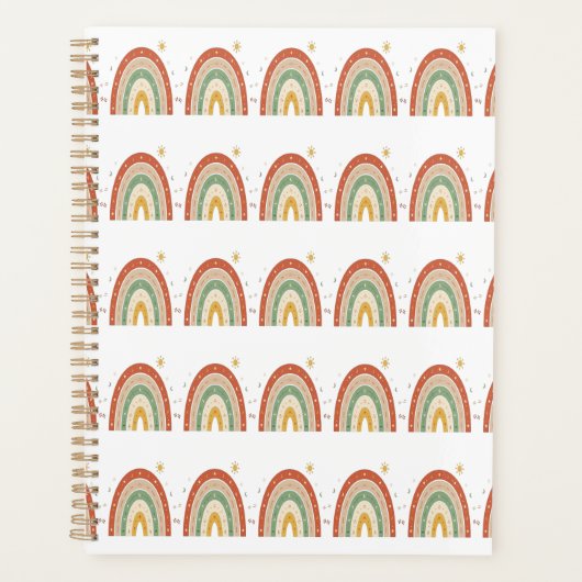 Boho Regenboog Patroon Nekdas Planner (Voorkant)