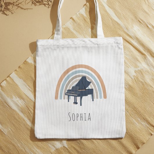 Boho Regenboog Pianomuziek Aangepaste Naam Tote Bag