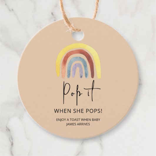 Boho regenboog Pop het Als zij knalt Bedankjes Labels (Voorkant)