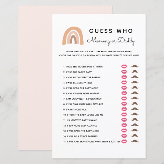 Boho Regenboog Raad Wie Mama Of Papa Is Spelkaarte (Voorkant / Achterkant)