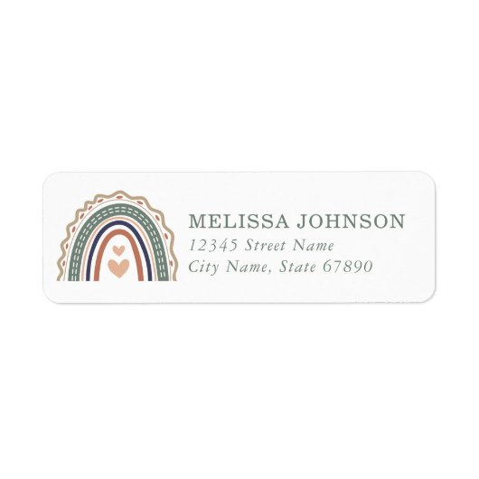 Boho Regenboog Retouradres Labels (Voorkant)