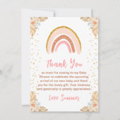 Boho regenboog roze Baby shower Bedankkaart (Voorkant)