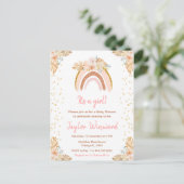 Boho regenboog roze Baby shower Briefkaart (Staand voorkant)