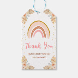 Boho regenboog roze Baby shower dank u Cadeaulabel