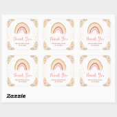 Boho regenboog roze Baby shower dank u Vierkante Sticker (Vel)