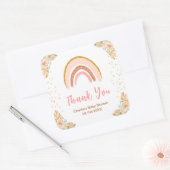 Boho regenboog roze Baby shower dank u Vierkante Sticker (Envelop)